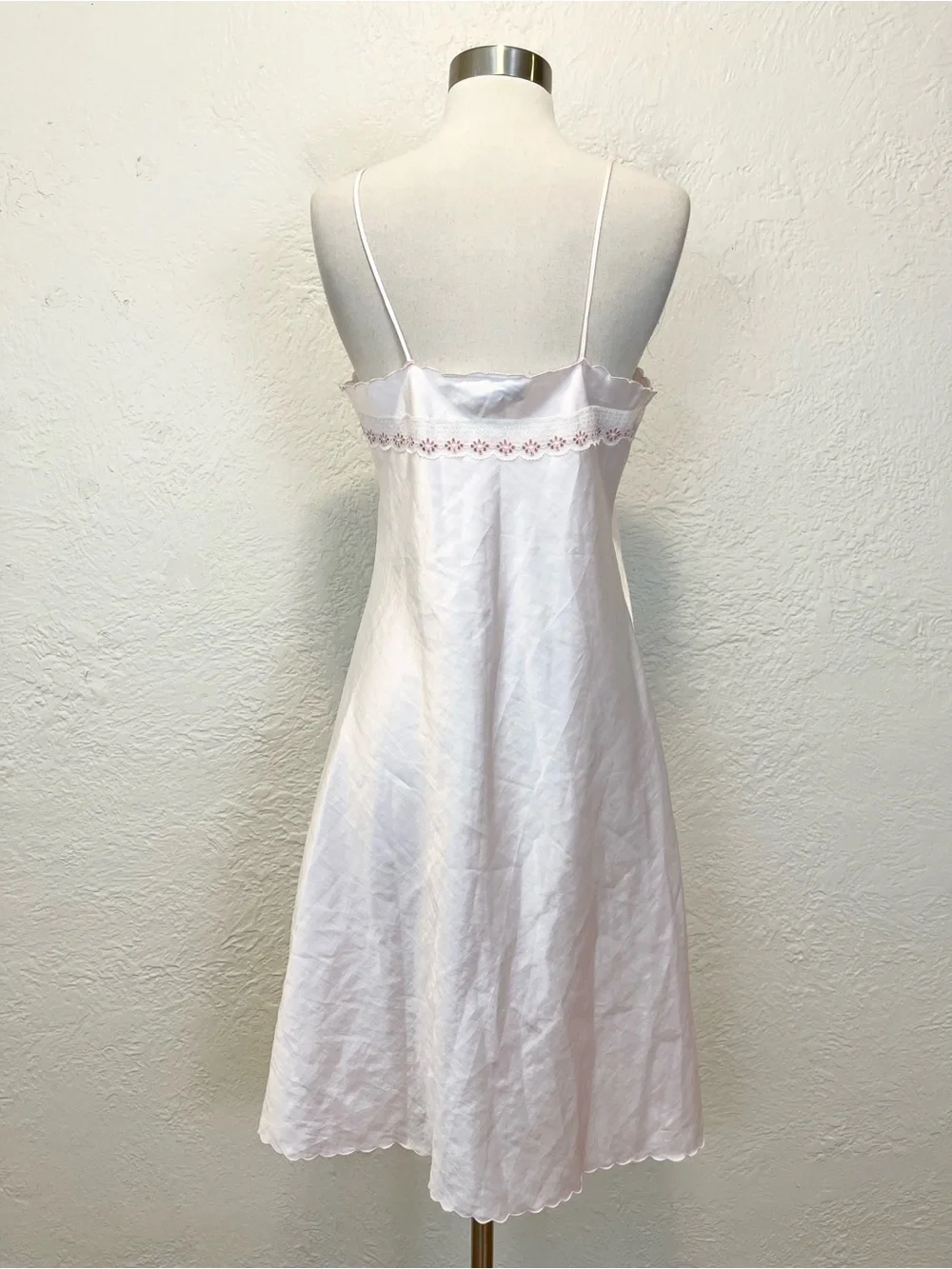 Vintage Slip Dress Nightgown Pink Satin Lace Coquette Fairy Small S - Picture 7 of 12